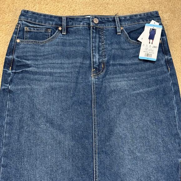 Edited Remi Bader Blue Jean Denim Skirt Size 10 Confident Side Slit New With Tag - Picture 6 of 12